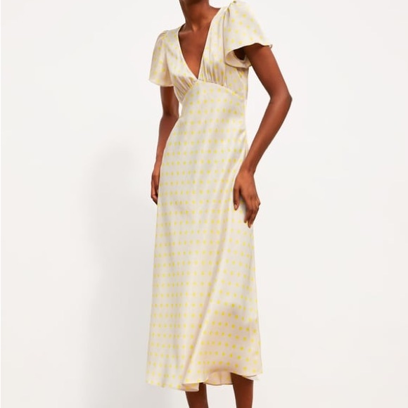 NWT ZARA Polka Dot Satin Dress - Picture 6 of 12